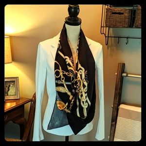 J. McLaughlin fitted white denim jacket/blazer